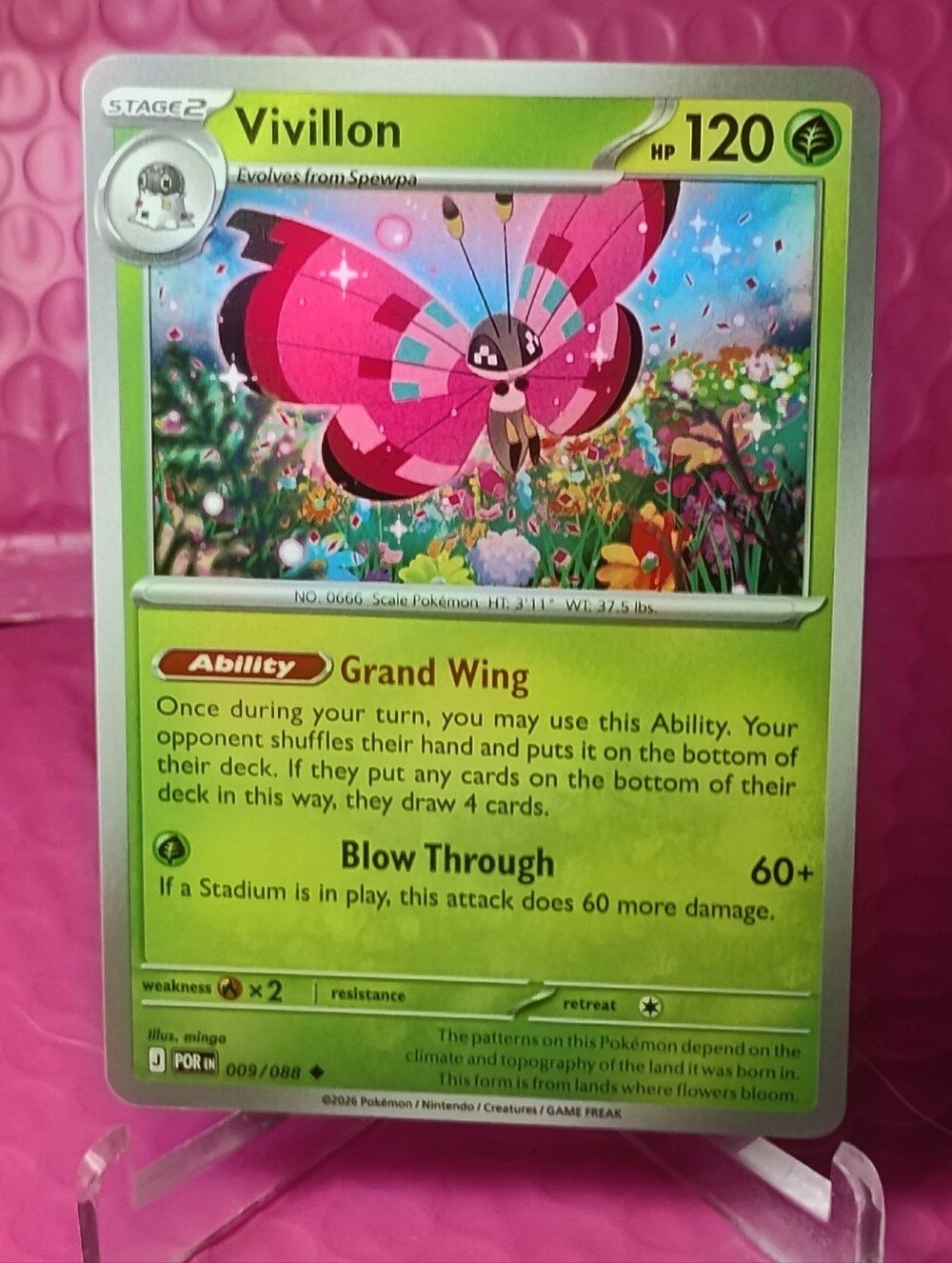 Vivillon Pokémon Card - Pink & Green Regular Finish 💟✅ Bundle Make Offers ✅💟‼️